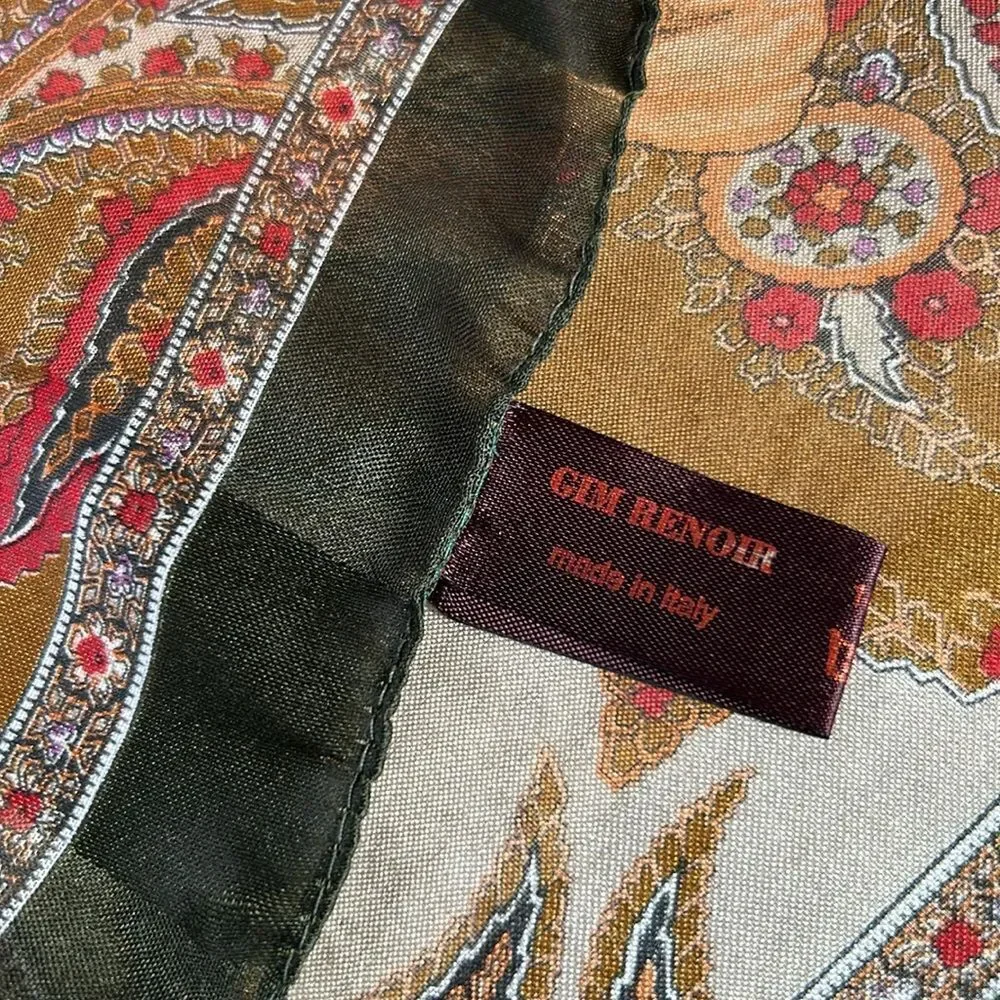 Gim Renoir Exotic Bird Print Scarf 34”x34” made in Italy